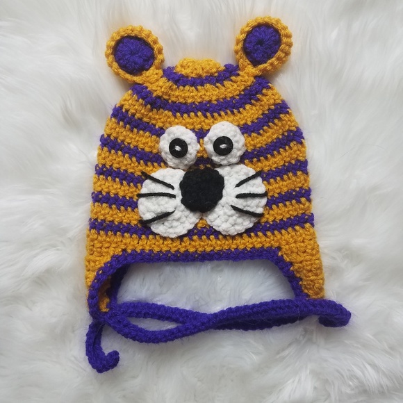 Other - Handmade Crochet Hat LSU 🐯 sz 6-18 months